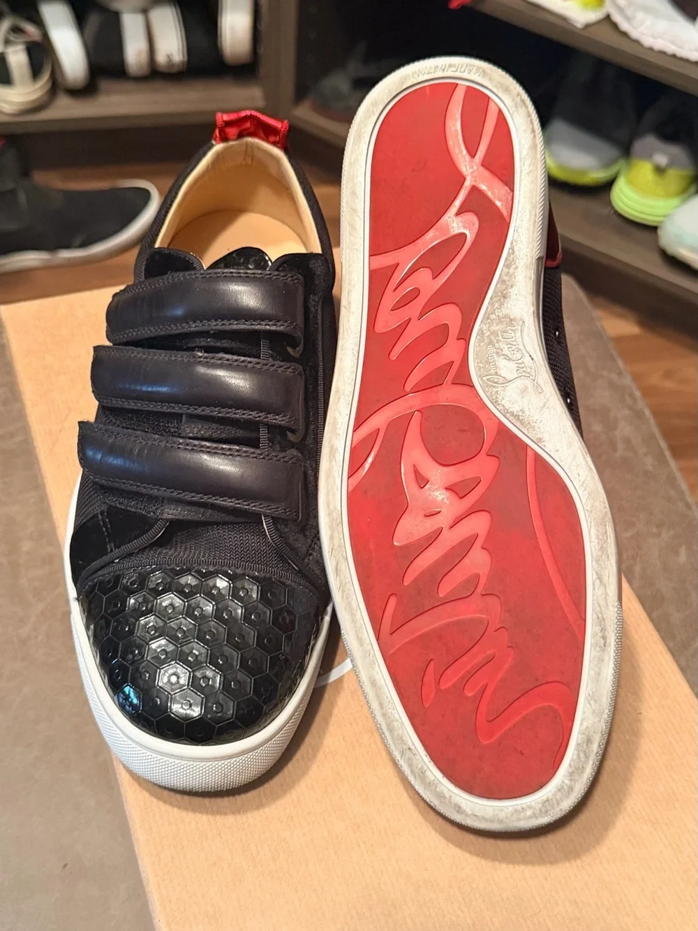 Christian Louboutin Black Sneakers with Red Heel Accent